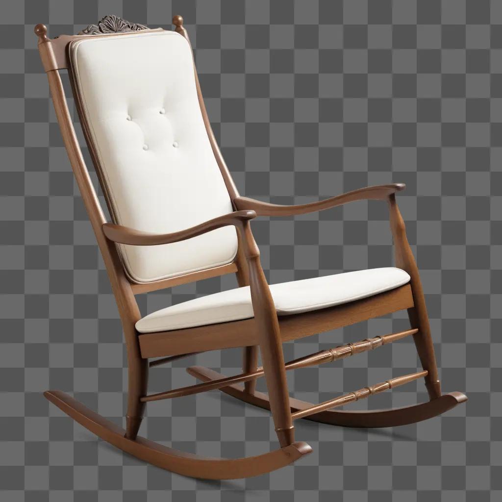 rocking chair with a white cushion sits in the corner