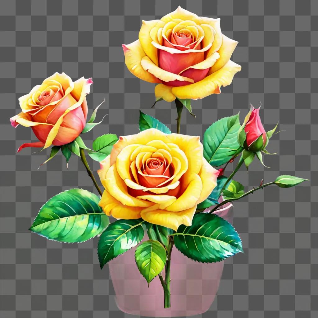 rose clipart A colorful flower arrangement with green leaves