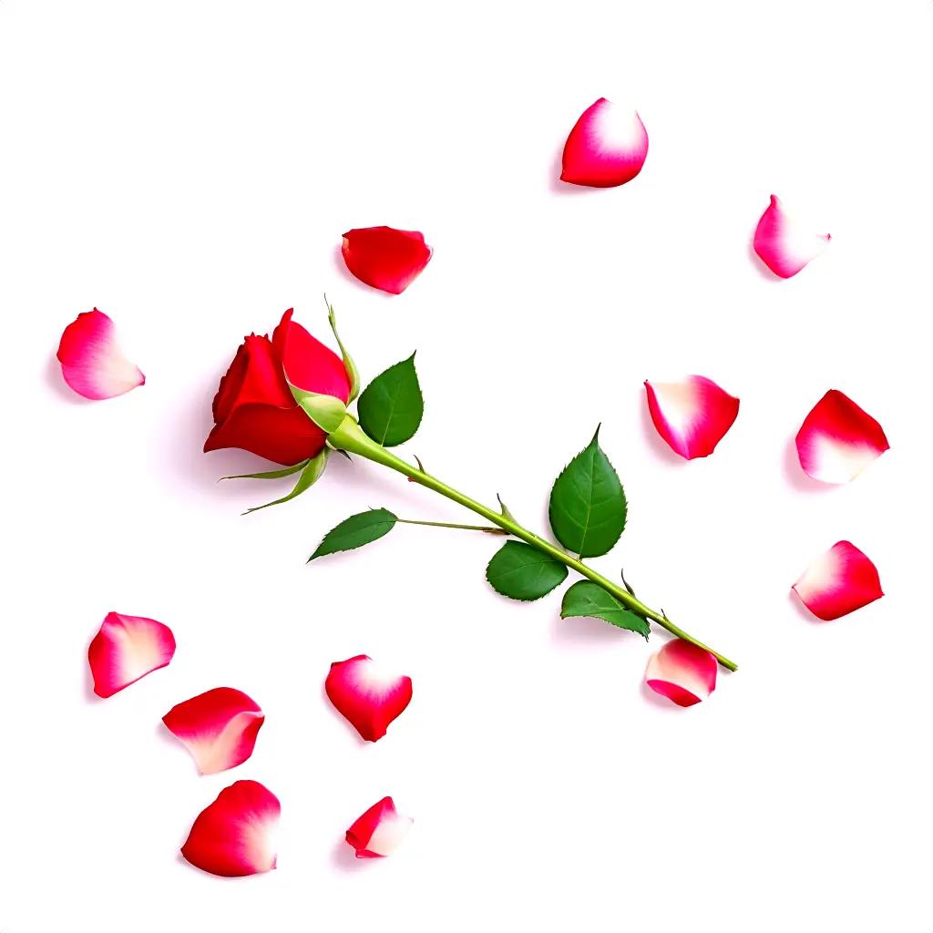 rose petal arrangement against a white background