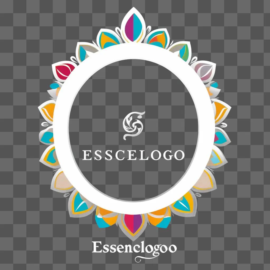 round logo with a colorful flower center and the word essence in white letters