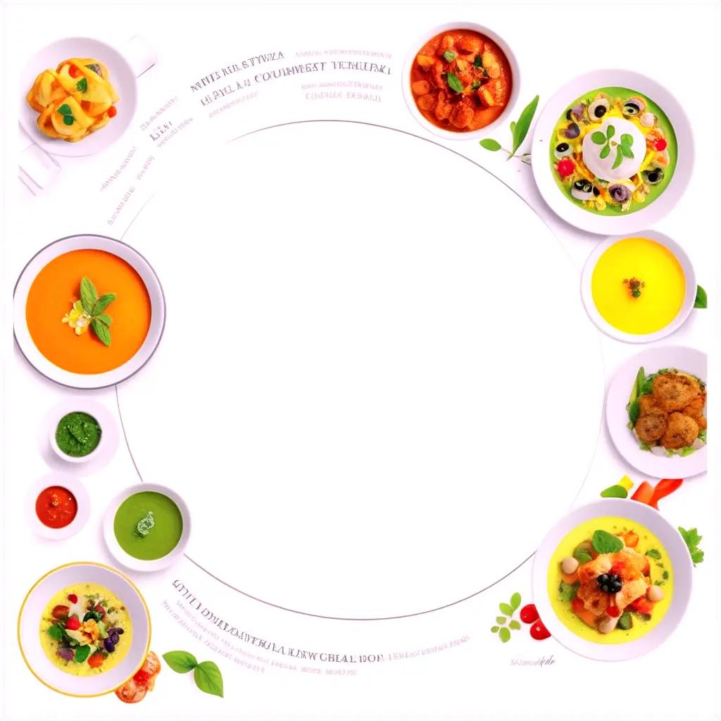 round menu of different food dishes