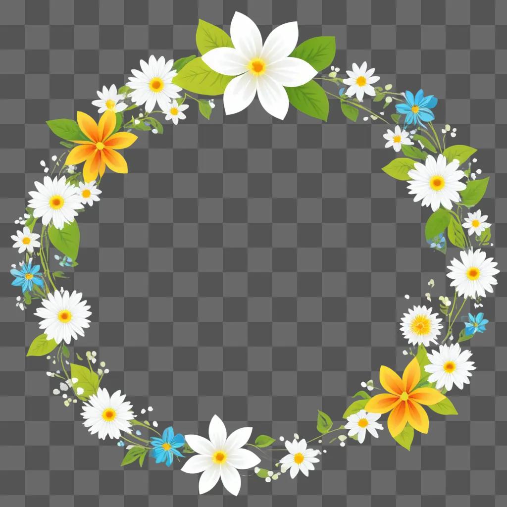 round of clipart flowers in a circle