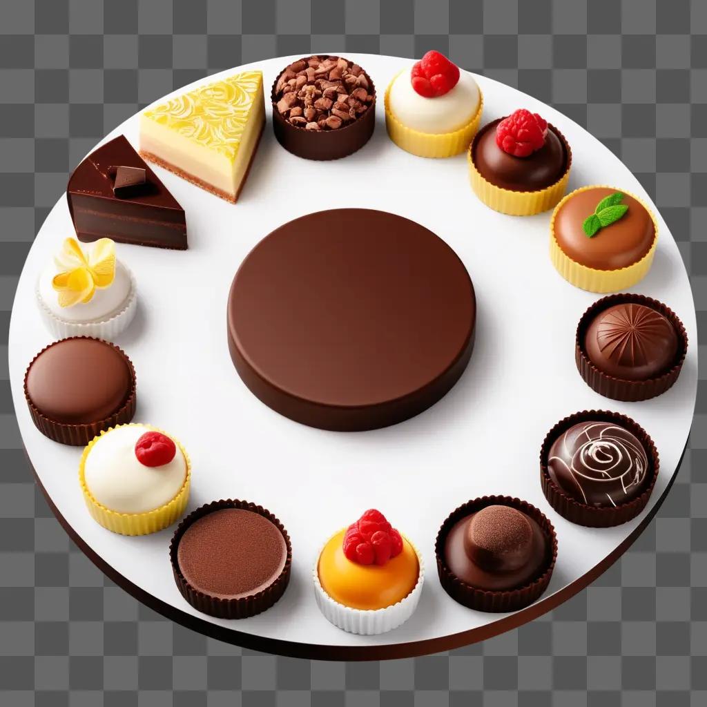 round plate with different types of chocolate desserts