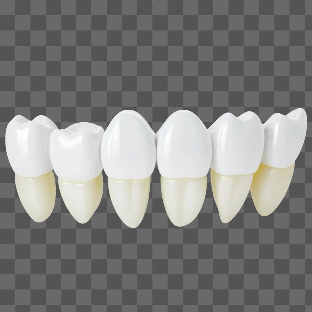 白い背景の歯のクリップアートの列
