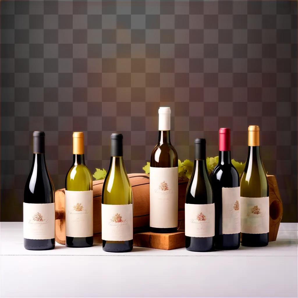 row of wine bottles on a table