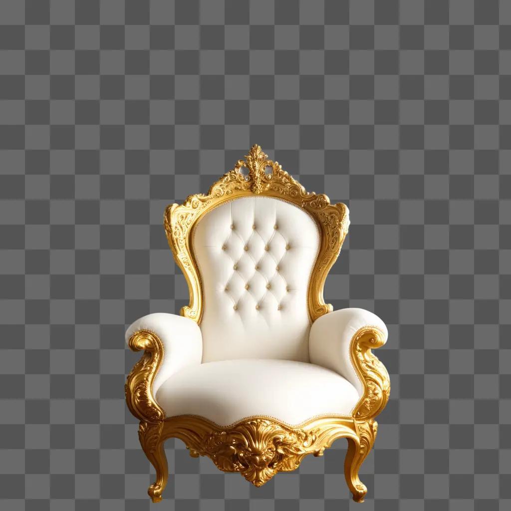 royal chair sits on a beige wall