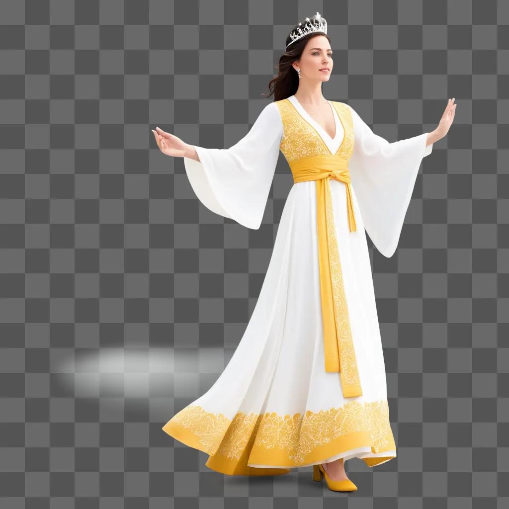 royal woman dances in a white gown