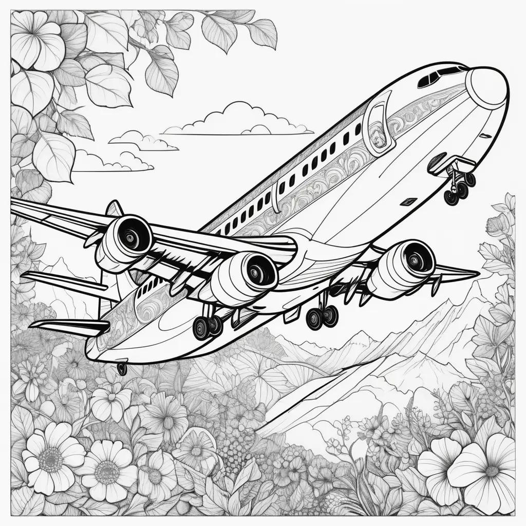 rplane coloring pages with floral background