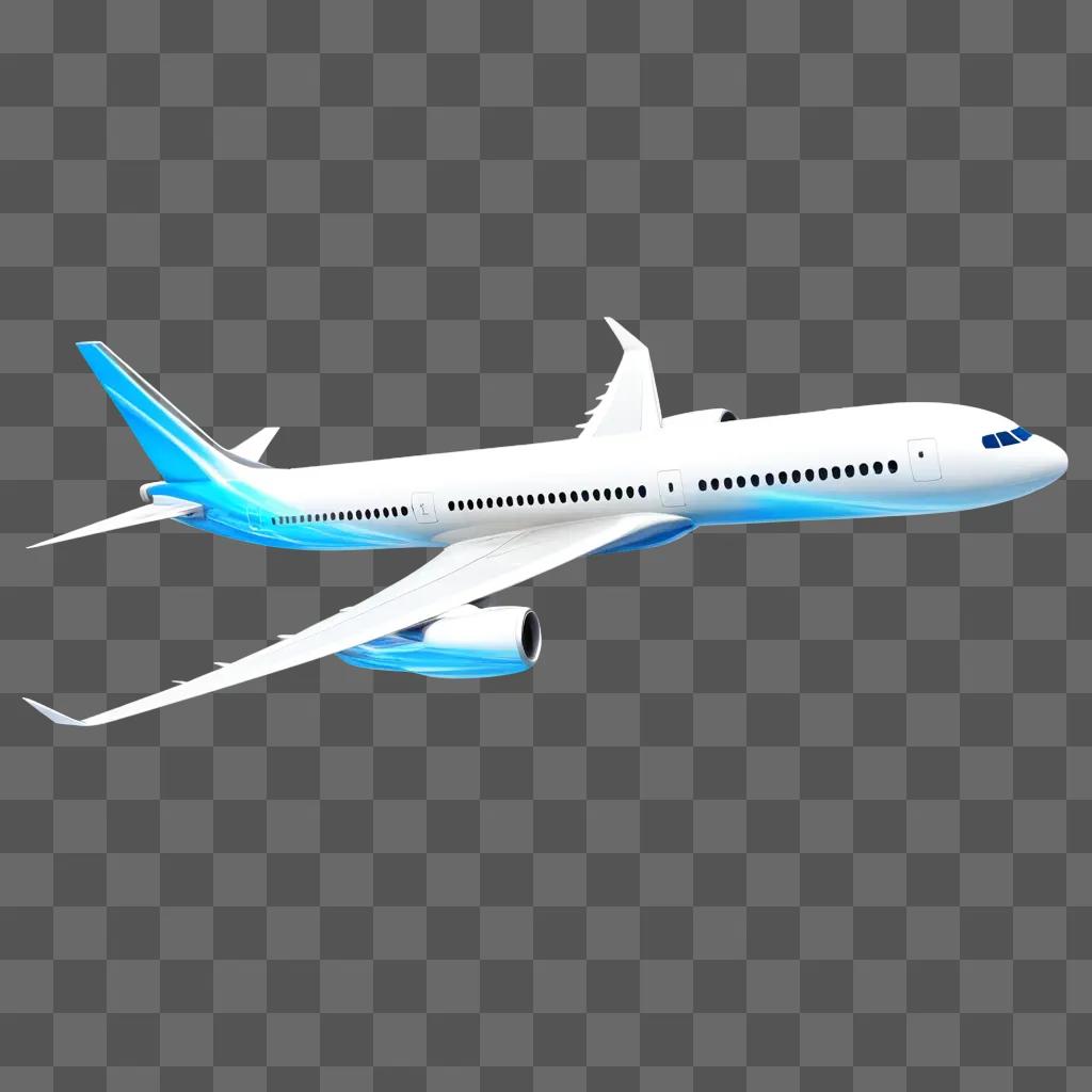 rplane in a blue background, transparent and shiny