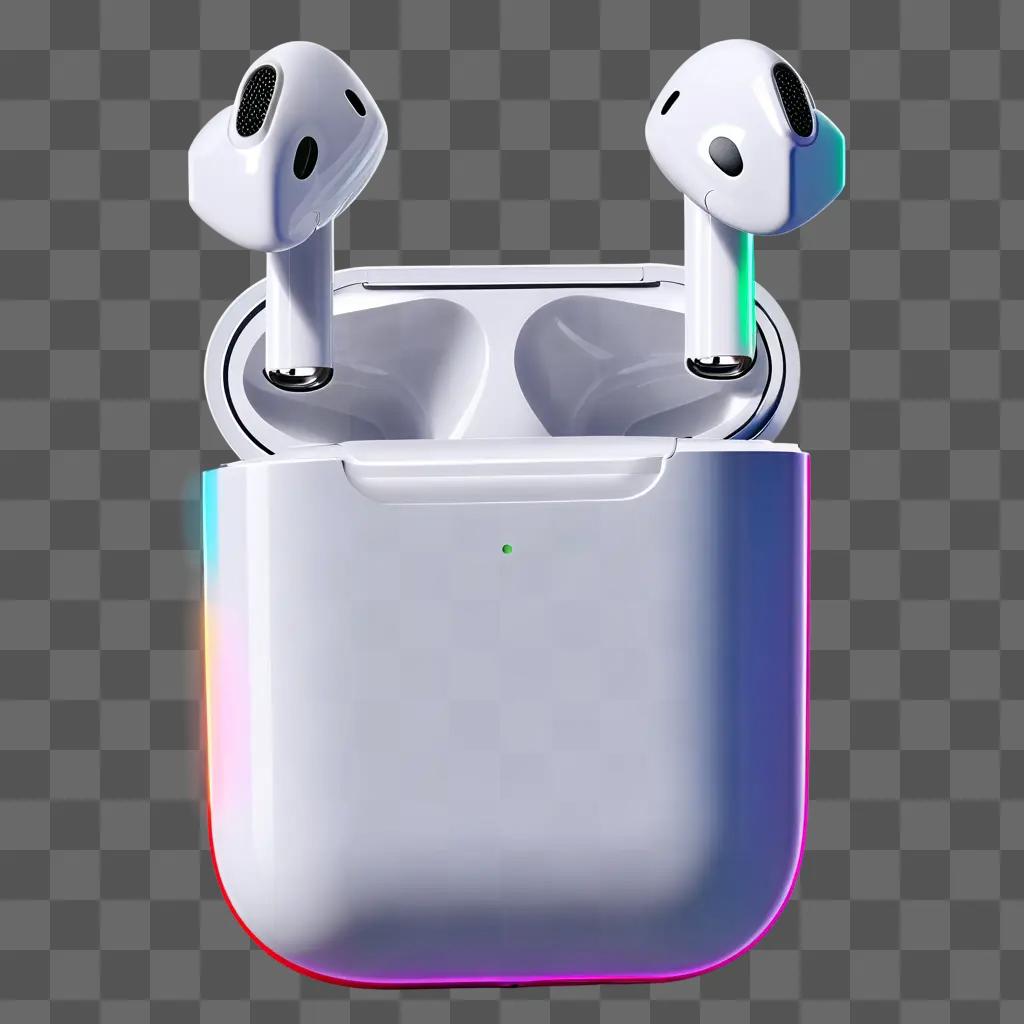 rpods with glowing lights are inside a white case