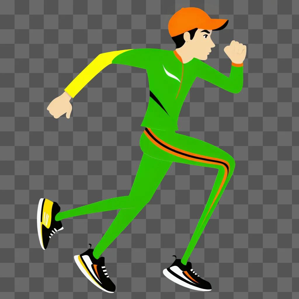 runner clipart in a green outfit