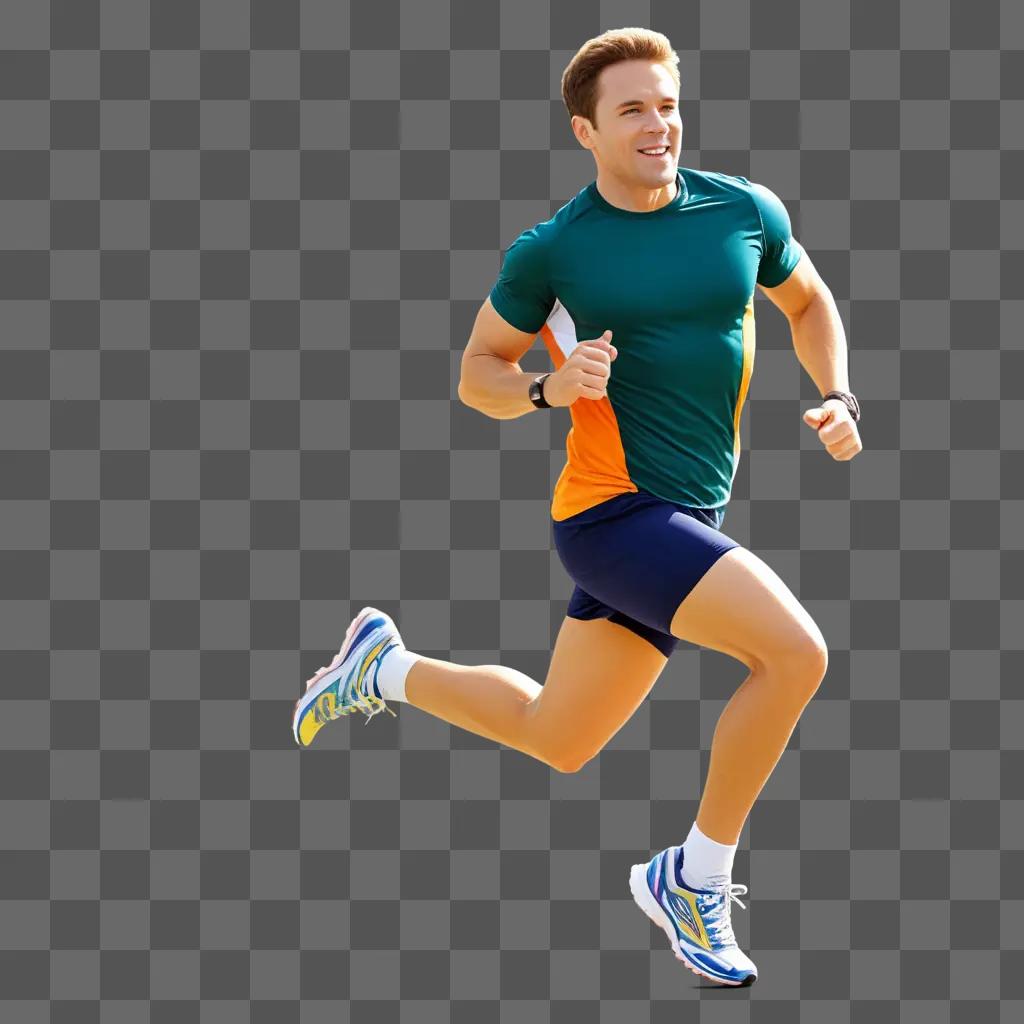 runner in motion on a grey background