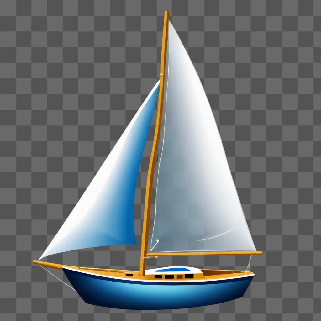帆船クリップアート青と白の帆を持つ帆船