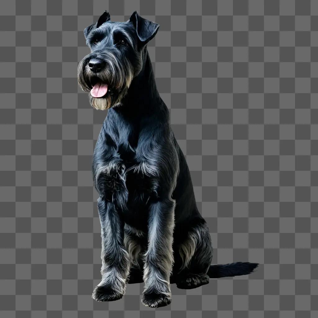 salt and pepper giant schnauzer A black dog with a tongue out