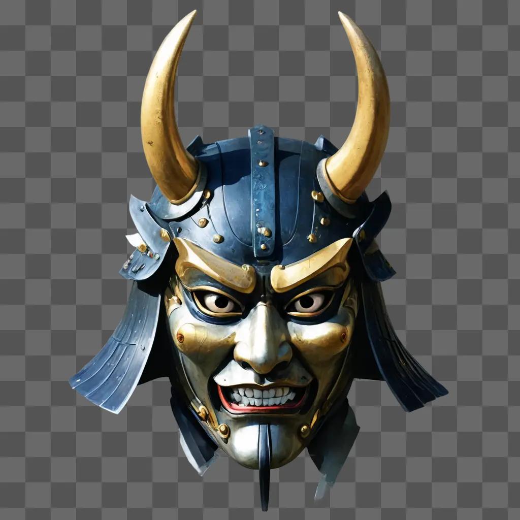 samurai mask A mask with horns and a grinning mouth