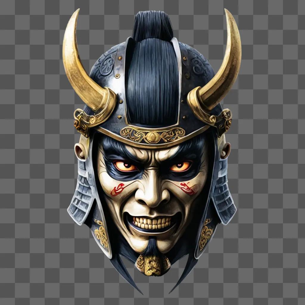 samurai mask tattoo design A warriors face with a mask on it