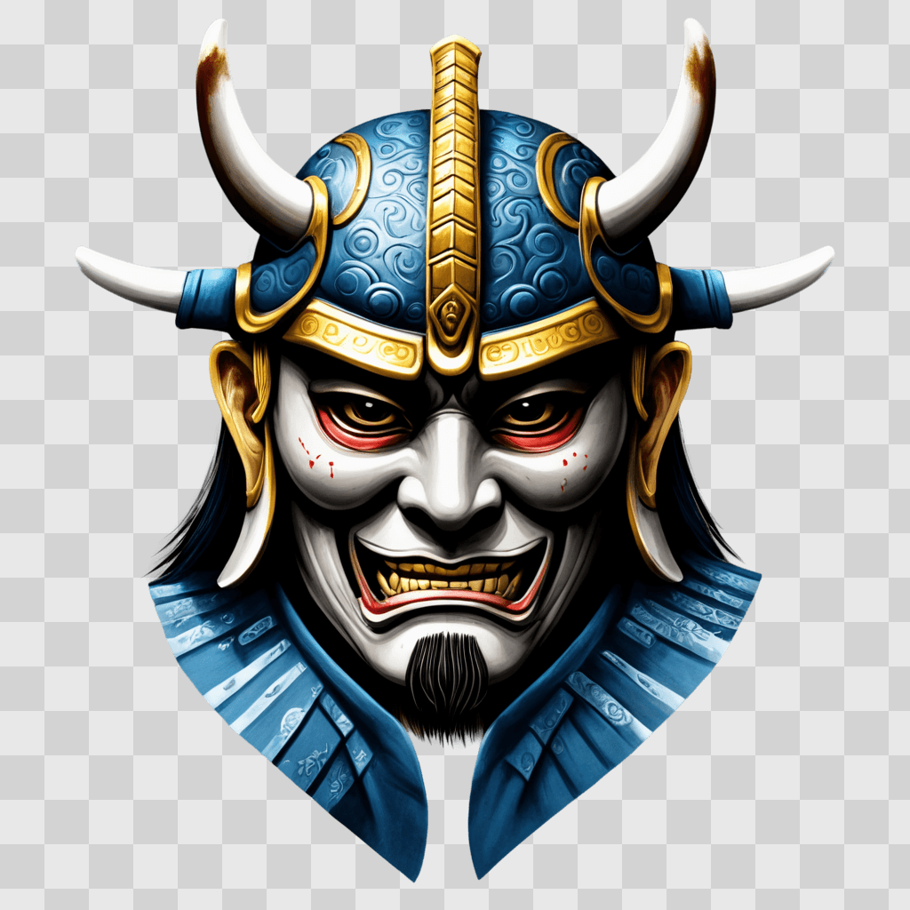 samurai mask tattoo design Japanese warrior mask with horns and eyes