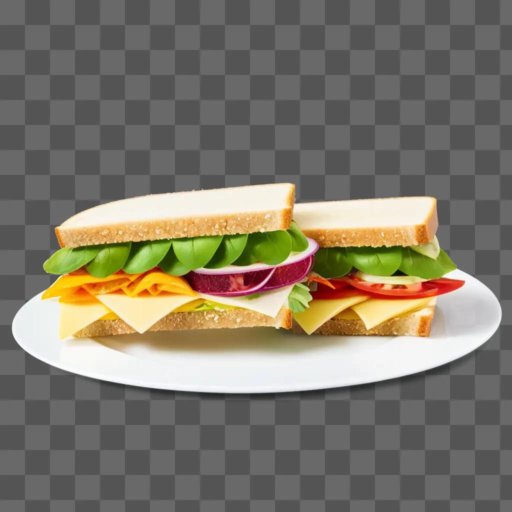 サンドイッチは半分に切ってお皿に盛り付けます