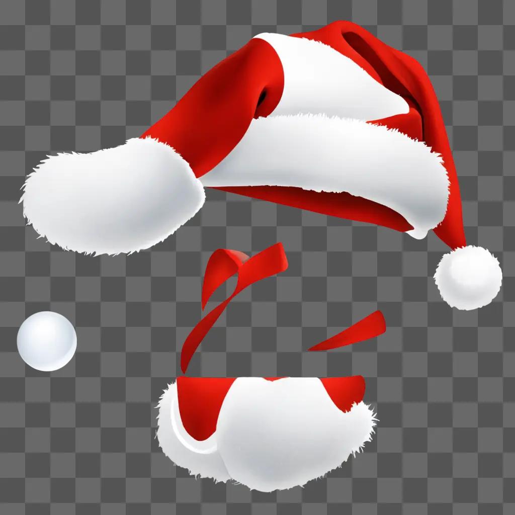 santa hat clipart A Santa hat and mittens on a red background