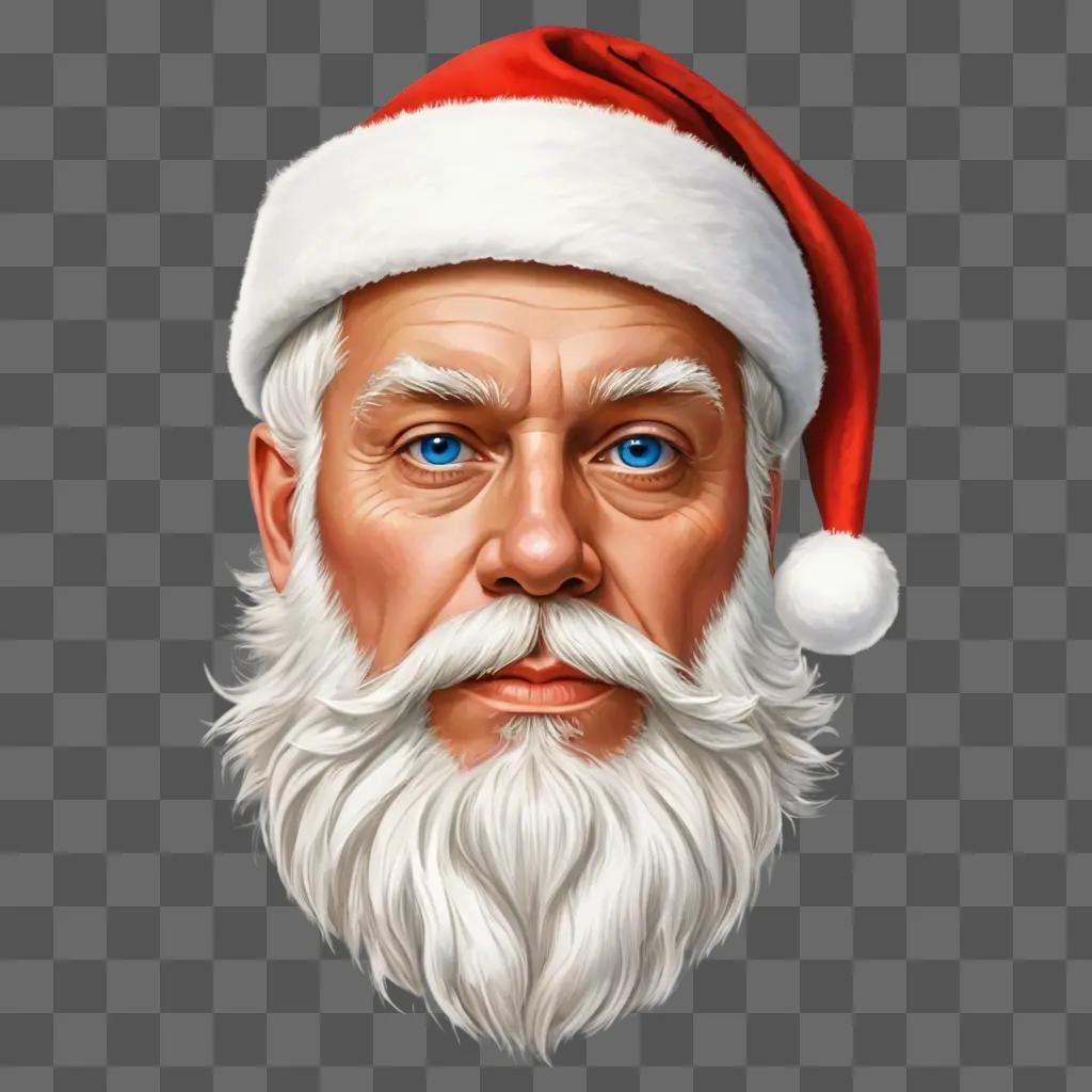 santa hat drawing with colour A Santa Claus cartoon with blue eyes