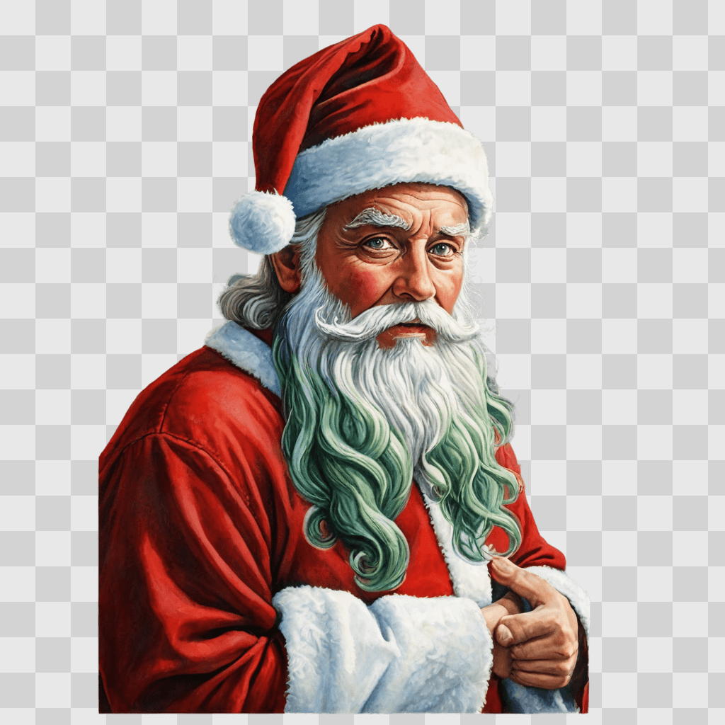 santa hat drawing with colour A painted image of Santa Claus