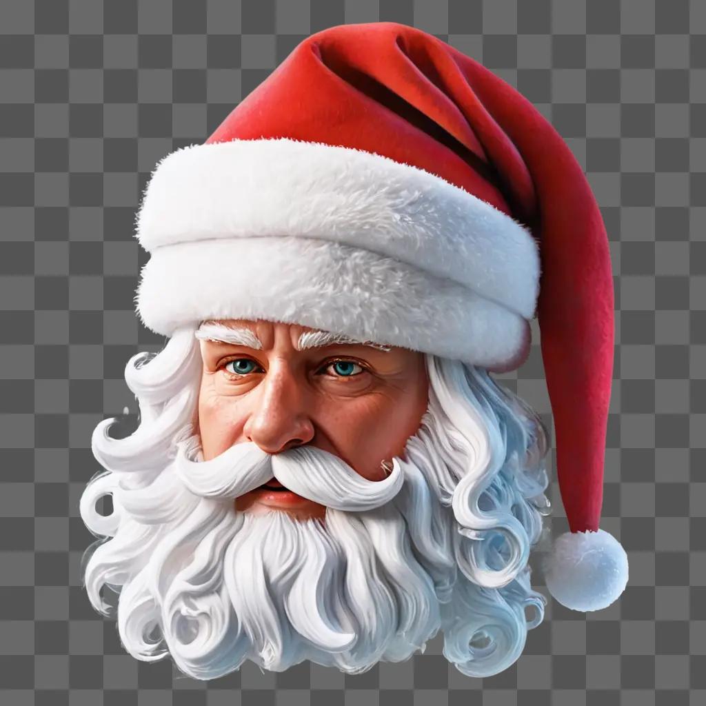 santa hat illustrated A Santa Clause head with a beard and red hat