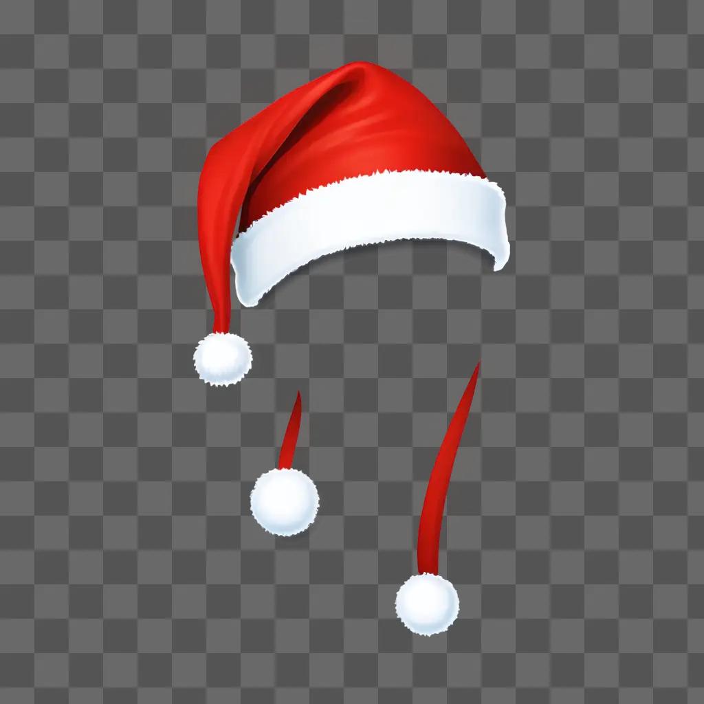 santa hat outline A Santa hat with red balls and white pom poms