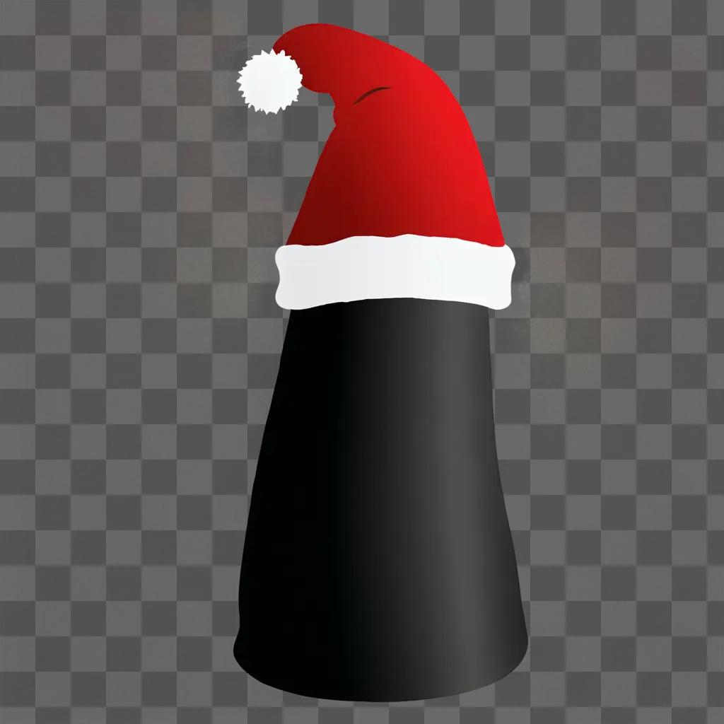 santa hat silhouette A red and white santa hat on a black object