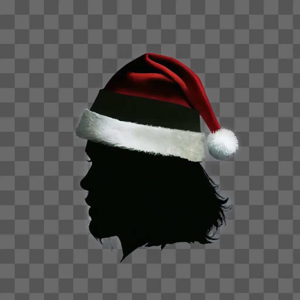 santa hat silhouette A silhouette of a man with a Santa hat on