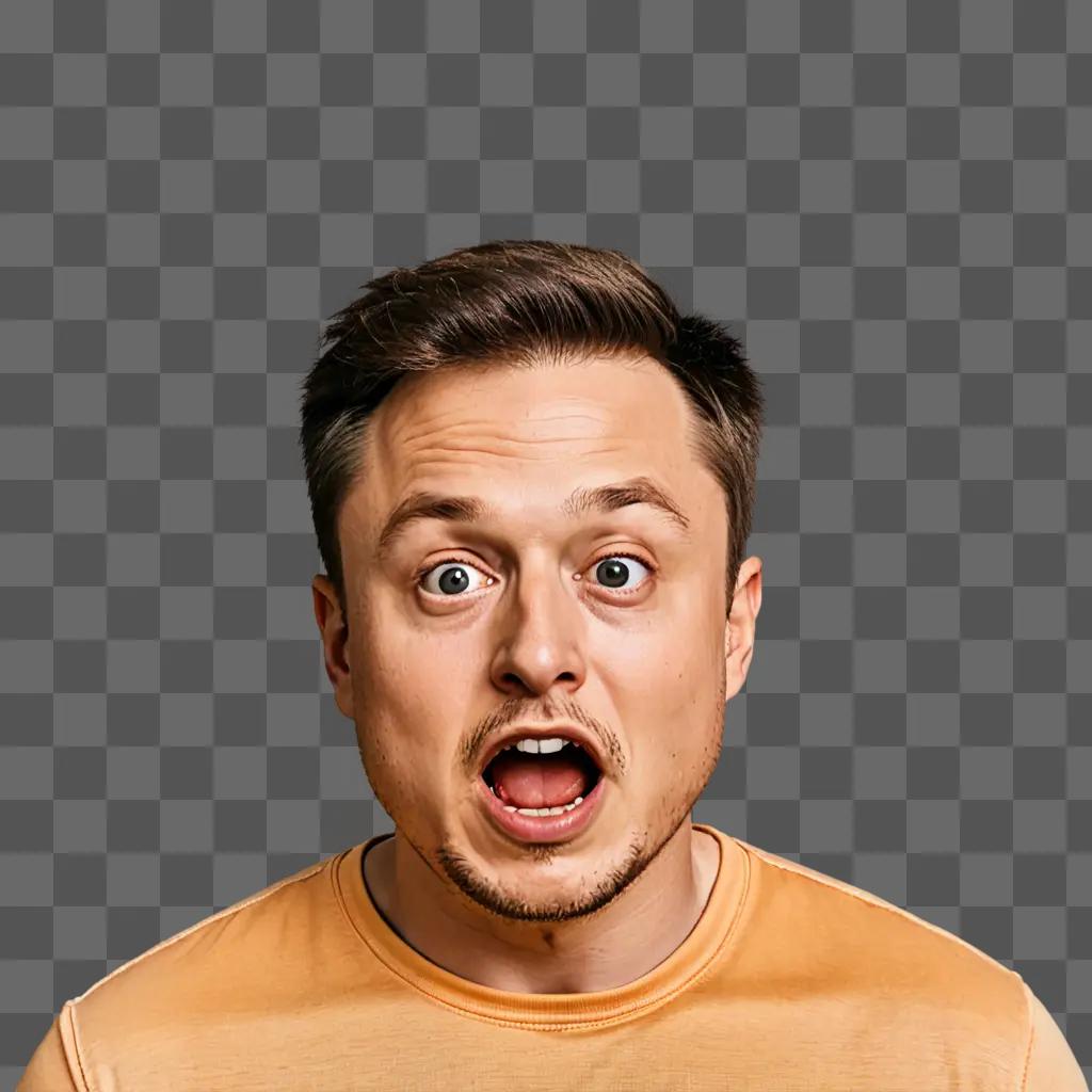 scared emoji Man with wide open mouth in orange shirt