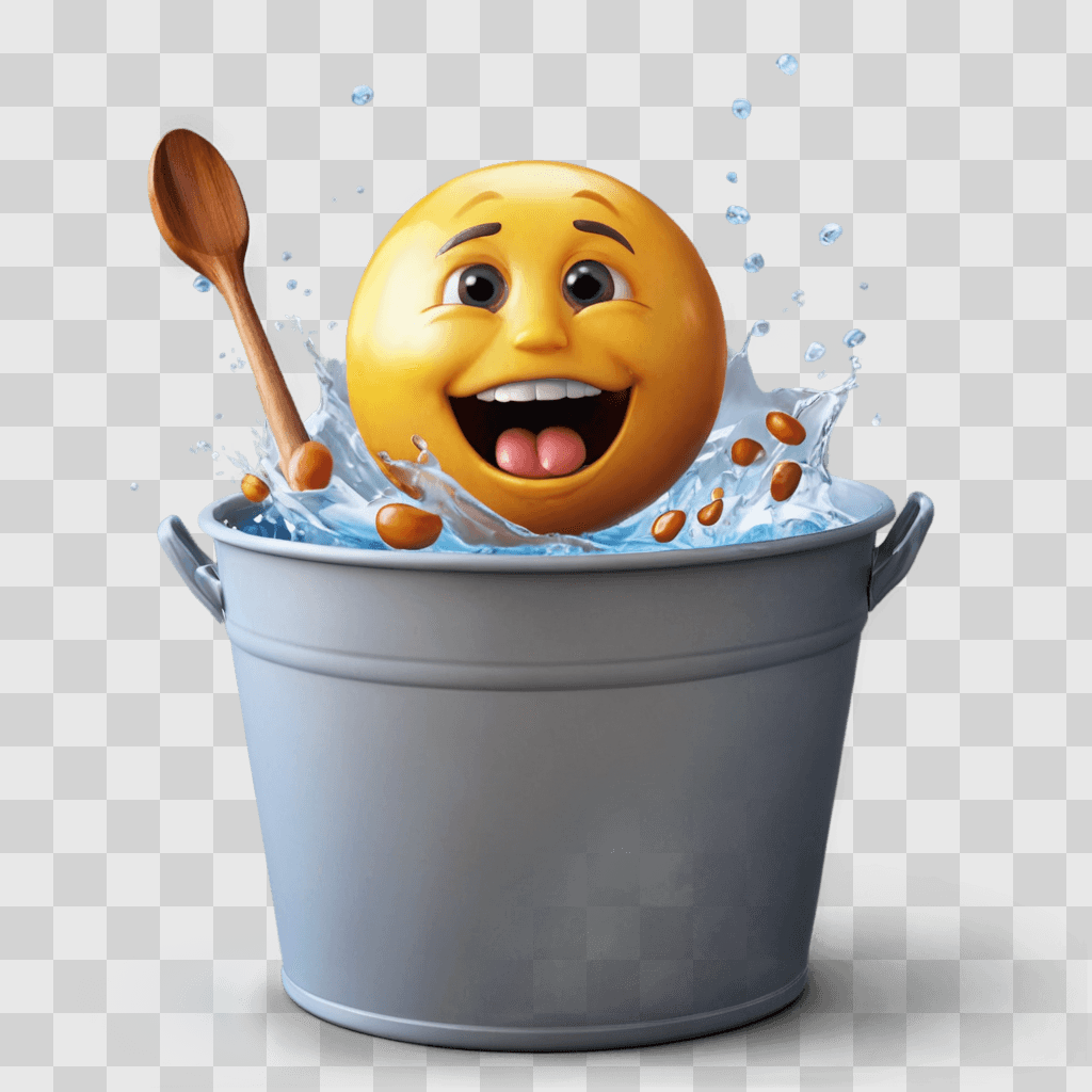 scared emoji face A happy emoji in a bucket of water