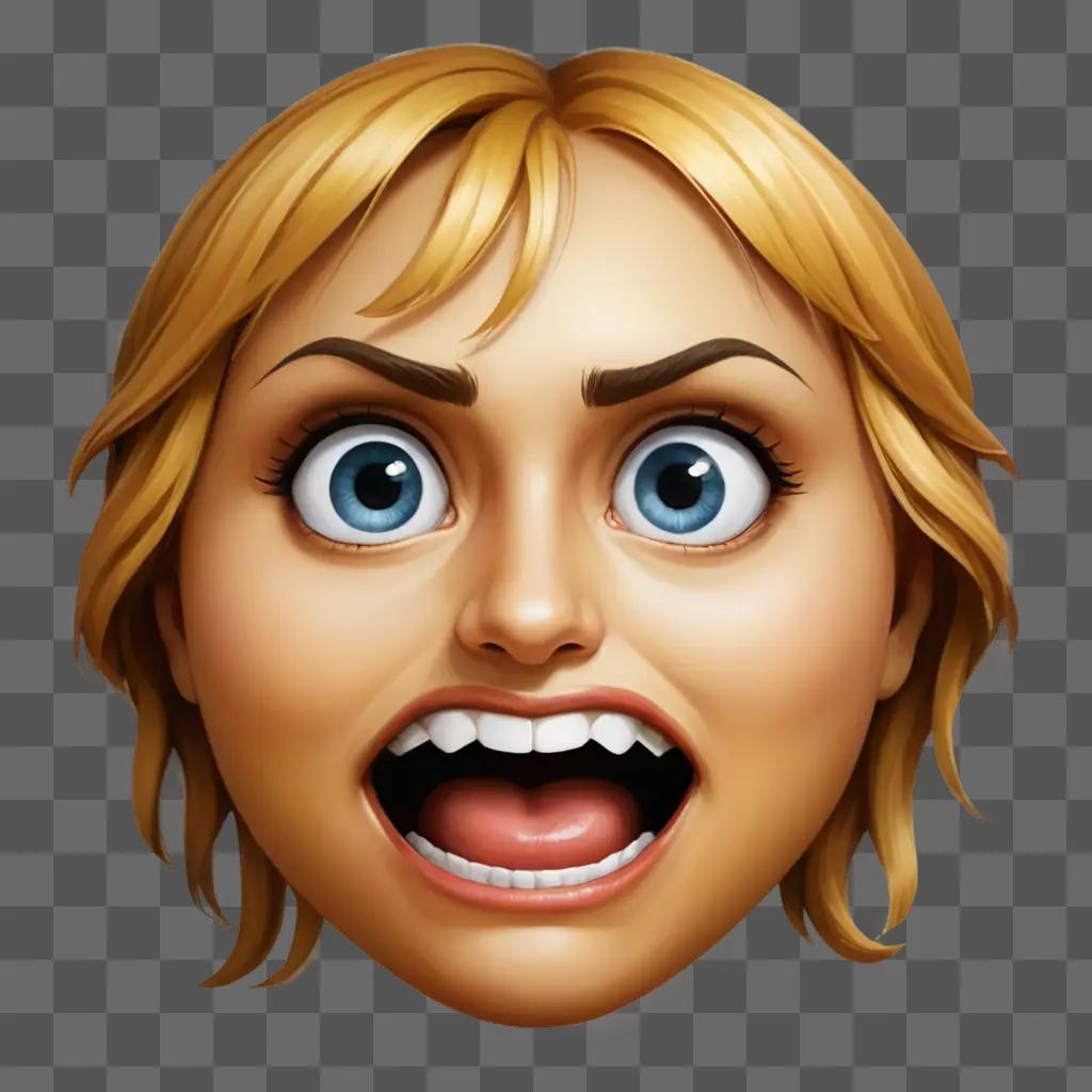 scared emoji face An animated girl with wide eyes and a big mouth