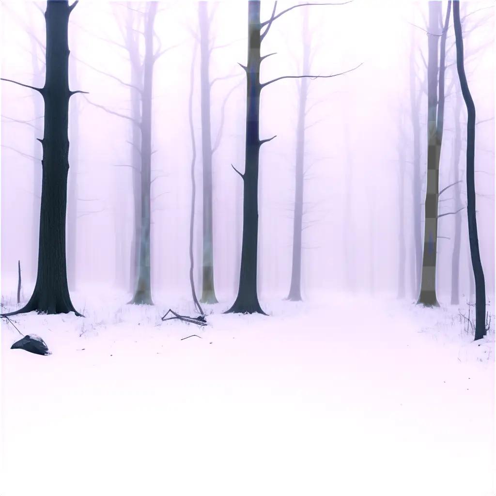 scary winter scene with fog