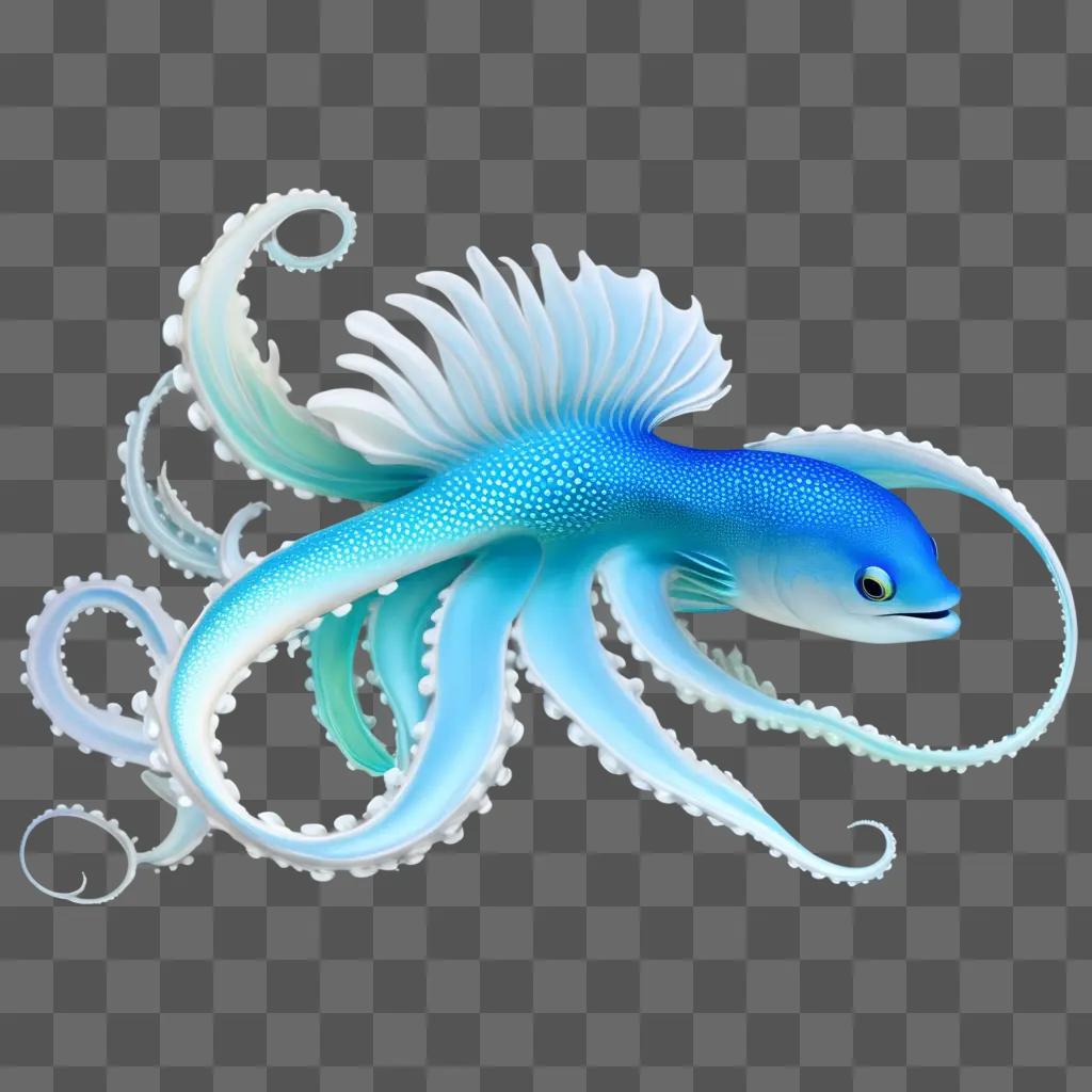 sea creature with long tentacles and a blue body