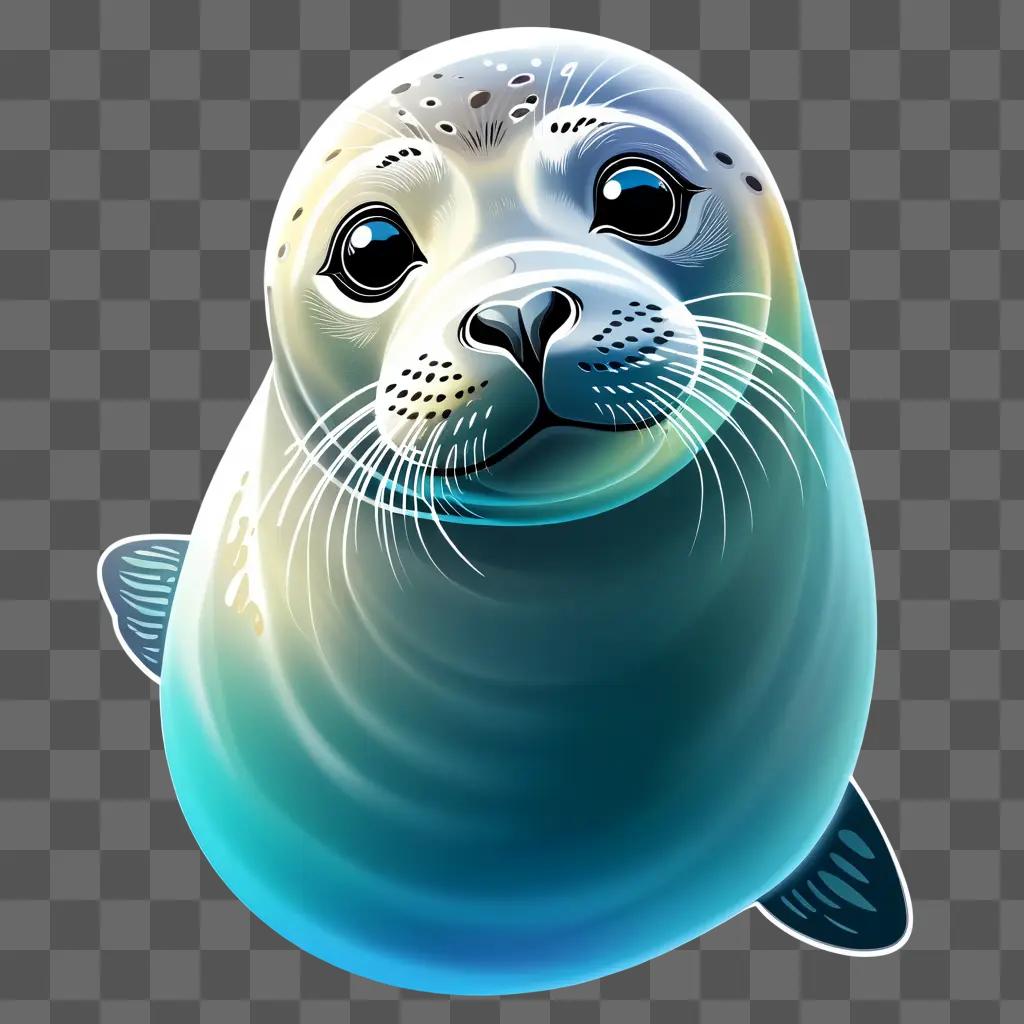 seal clipart with big eyes and a happy face