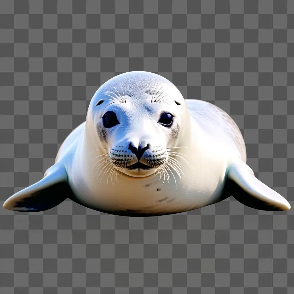 seal with a light blue background and a white nose