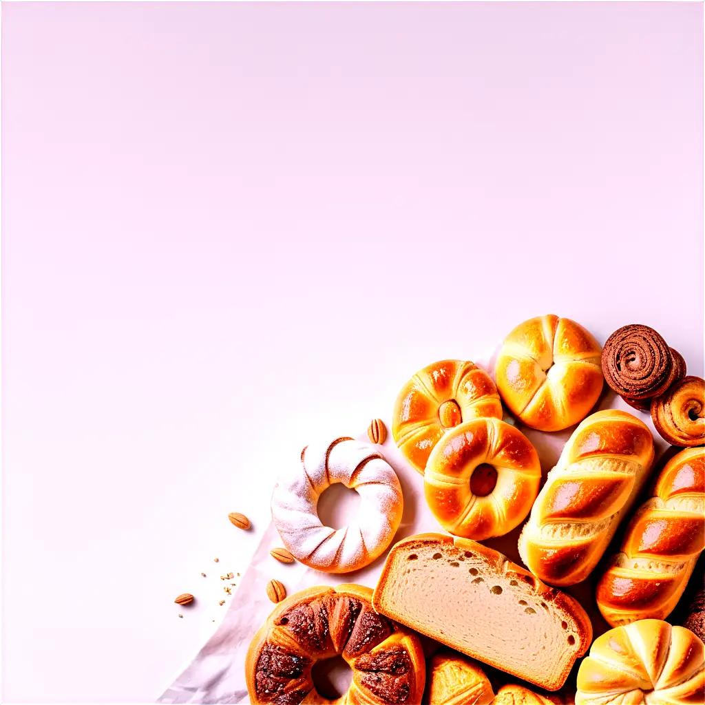 selection of gluten free pastries on a pink background