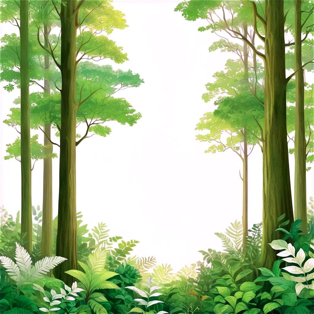 serene forest background with lush greenery