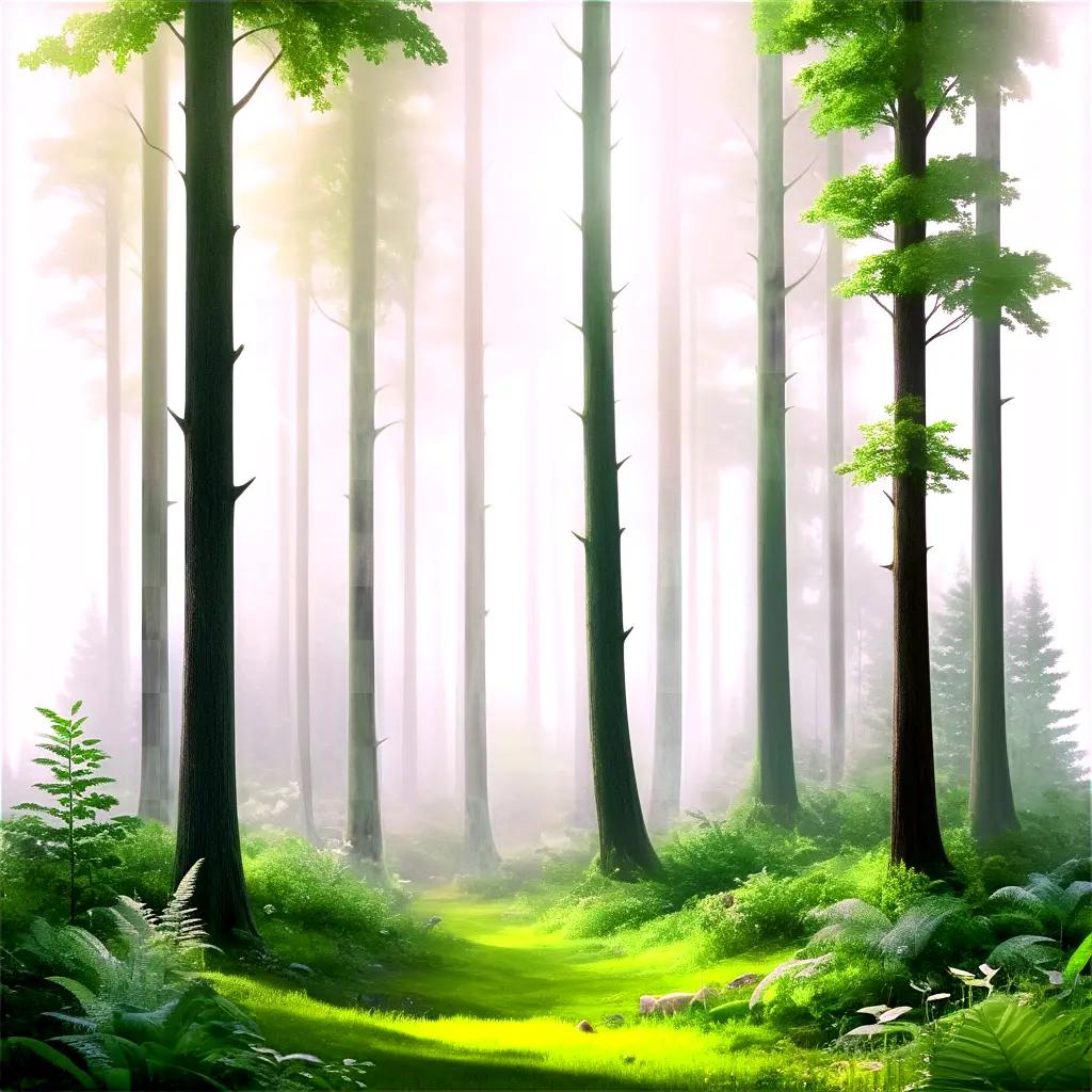 serene forest path surrounded by tall trees