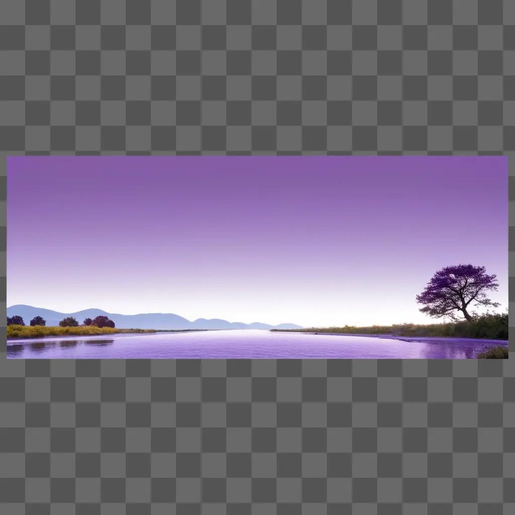 serene landscape with purple background