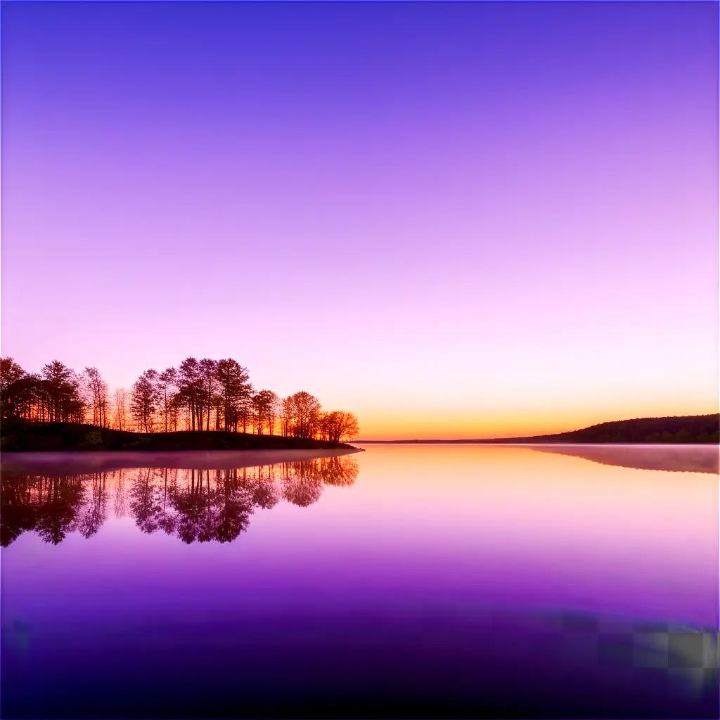 serene sunset with water reflection and trees