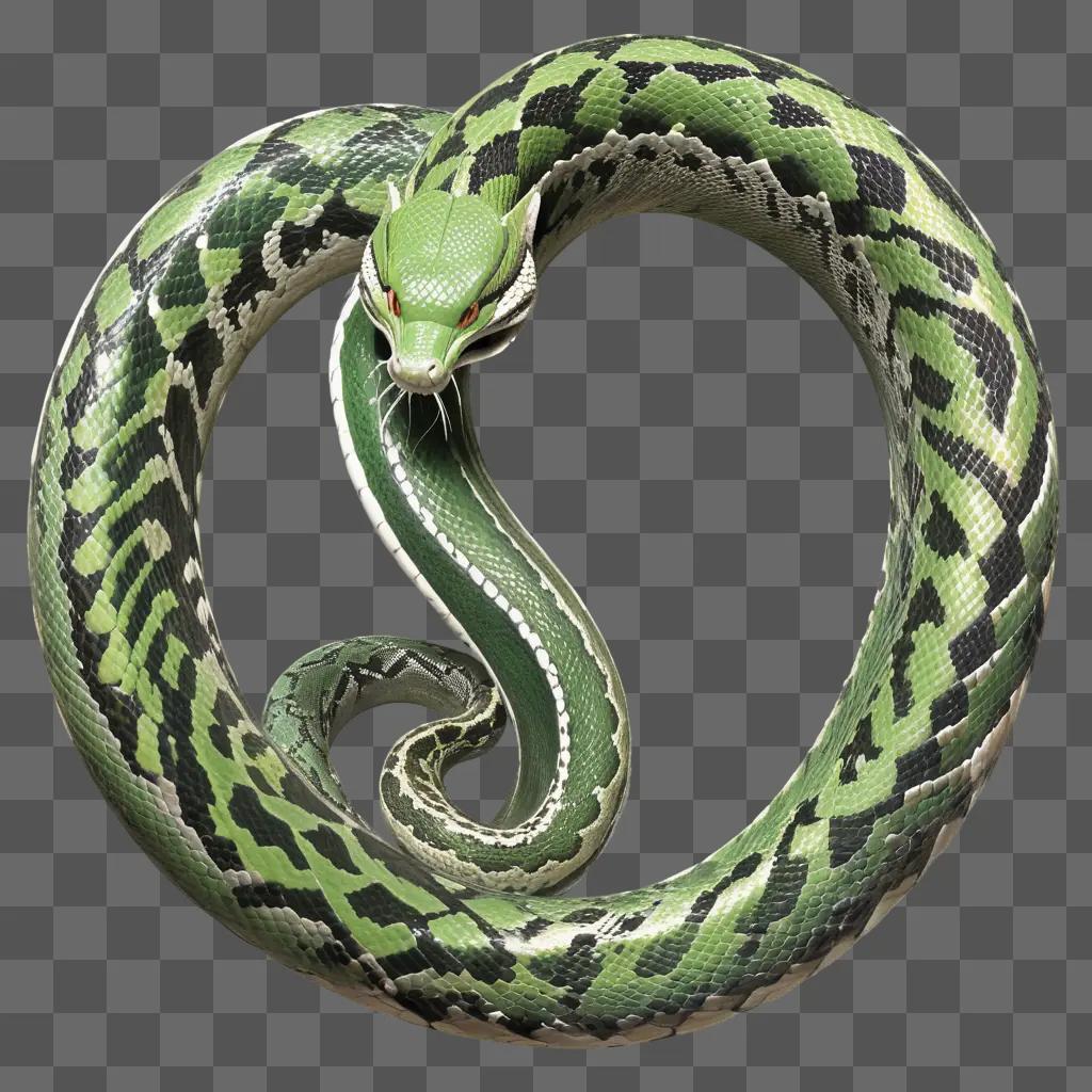 serpent in a circle with green and black scales