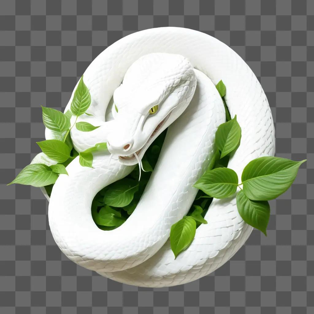 serpent sculpture with green leaves