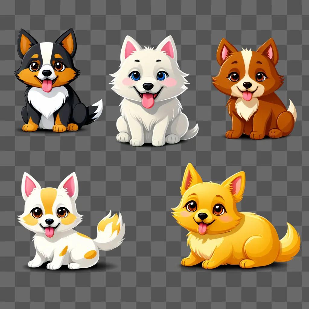 set of cute pet clipart dogs