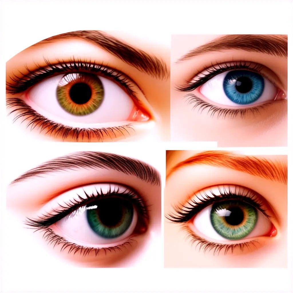 set of eye clipart showing different eye colors