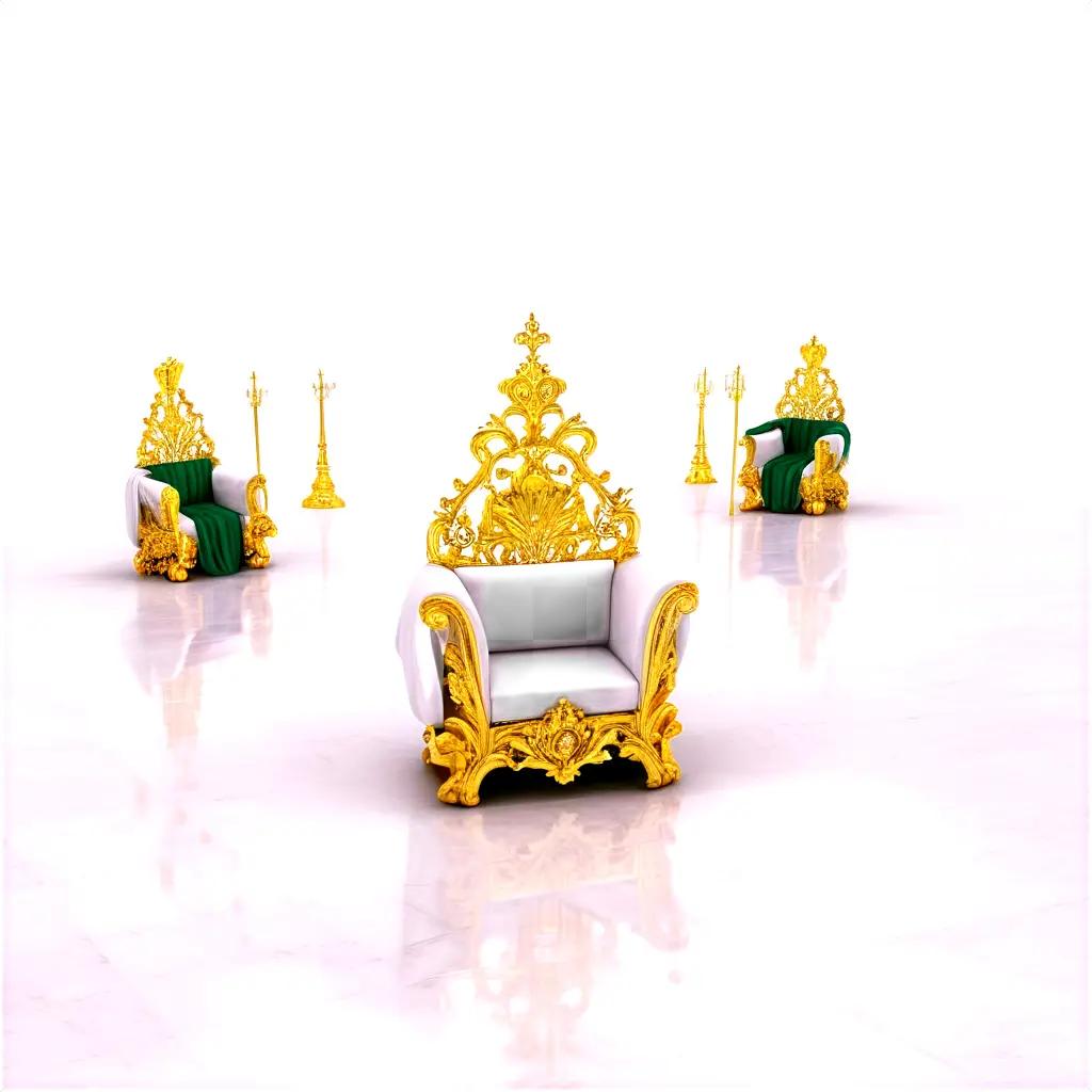 set of ornate chairs and a table in a room