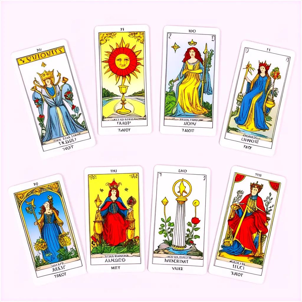 set of seven tarot cards, each with its own unique significance