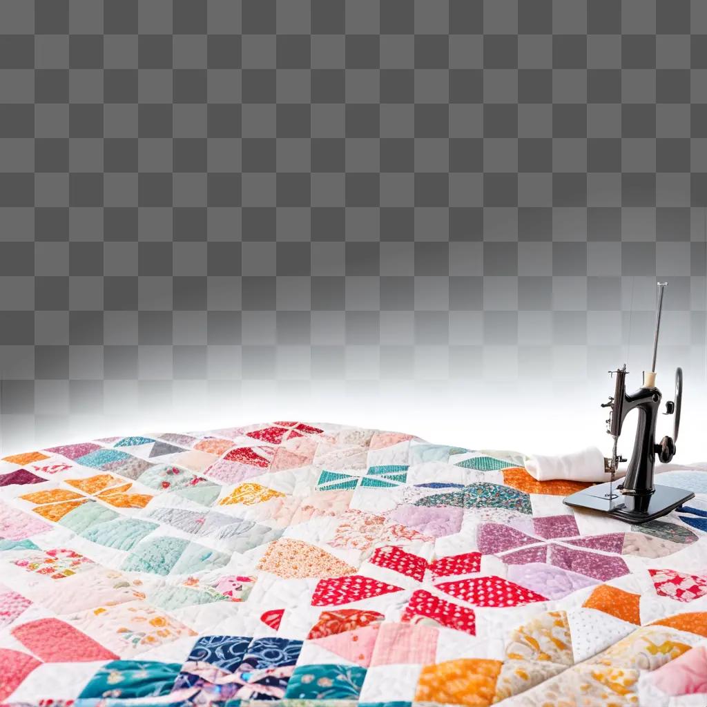 sewing machine sits on a quilt