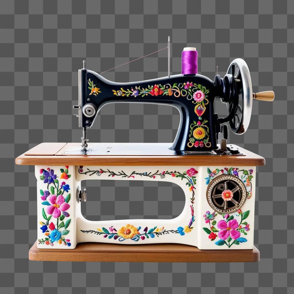 sewing machine with a thread spool on top