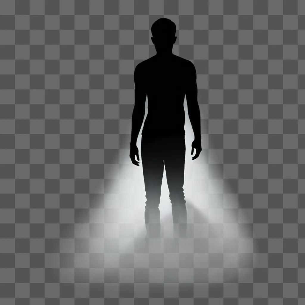 shadow figure stands in a dark room